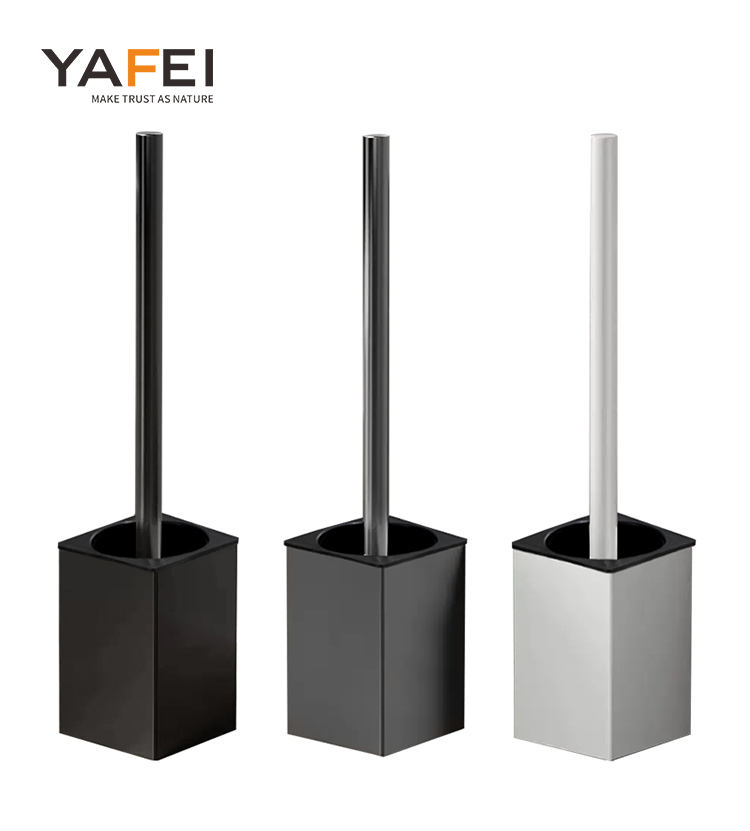YF5601 Ғарыштық алюминий Ваннаға арналған дәретхана щеткасы ұстағыш жинағы Ұзын тұтқасы бар қабырғаға бекітетін жабысқақ дәретхана щеткасы 14' кеңістікті үнемдейтін дәретхана щеткасы 