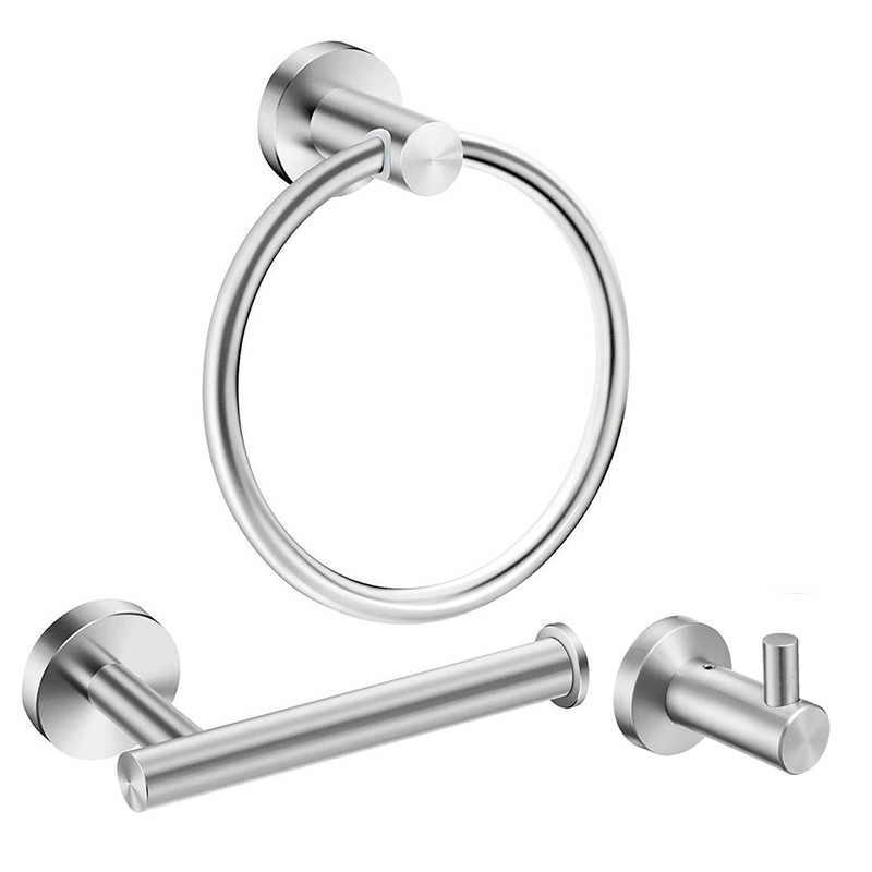 YF66102 Modern Stainless Steel Brushed Bathroom Accessories Set Wall Mount Chrome-Fished Bath Hardware Home Hotel