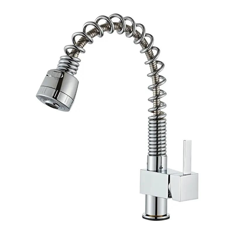 YF200110005 Kitchen Faucet with Pull Sprayer Commercial Kitchen Faucet Double-headed Single Handle Spring Kitchen Sink Faucet