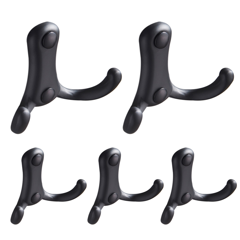 YF9507 Bathroom Hooks 2 in. Black Wall Mount Duplex Hooks for pensilis Robe, Linteum, Hat, Conscendens Hardware