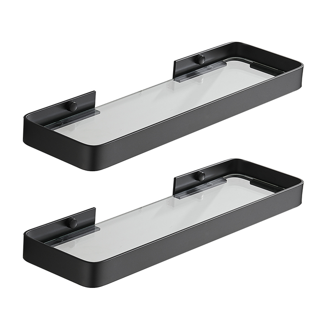 YF5307 Қабырғаға орнатылатын ванна бөлмесінің шыны сөресі, алюминий шыңдалған шыны аса қалың тікбұрышты 1 деңгейлі сақтауды ұйымдастырушы