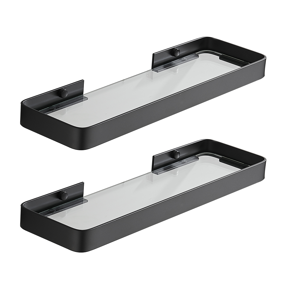 YF5307 Қабырғаға орнатылатын ванна бөлмесінің шыны сөресі, алюминий шыңдалған шыны аса қалың тікбұрышты 1 деңгейлі сақтауды ұйымдастырушы