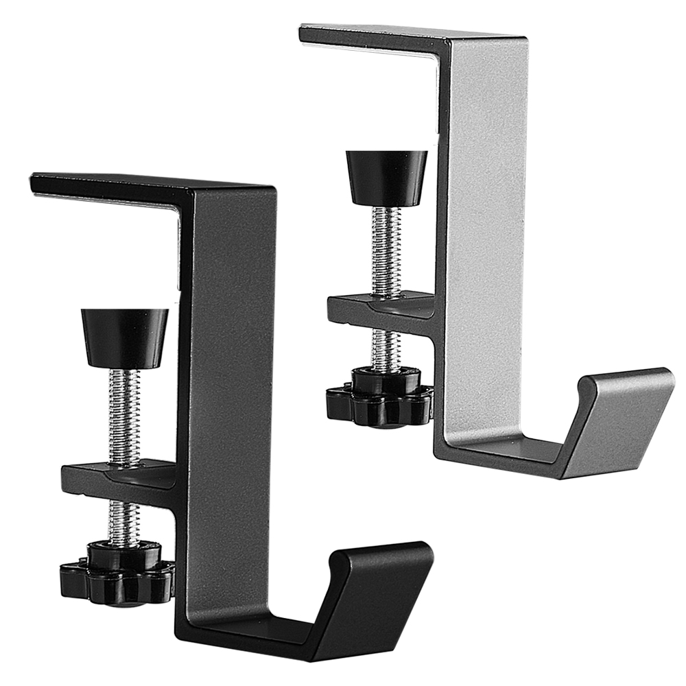 YF9556 Metal Sta Desk Adjustable Bracket Hooks U Shaped Shelf Supports Black White Desk Metal Habitum