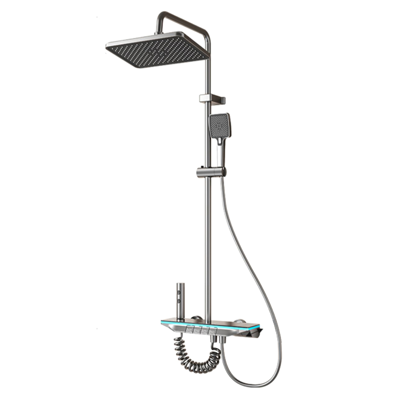 YF230530030 Grey Intelligent cDigital Display Piano Keys Ceramic Valve Mollis Pluvia Pressurized Faucets Jet Pause Spray