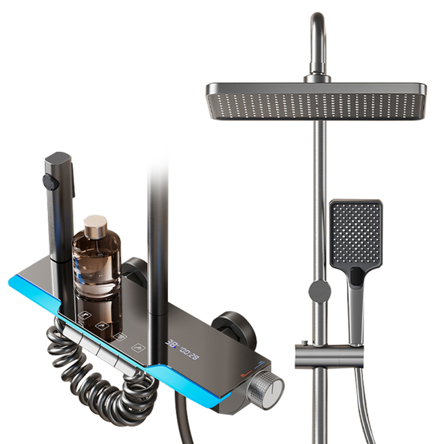 YF230530012 1 Expositus Shower System cum Tub Spout, Matte Black Expositus Pipe Shower Faucet cum 3 Munera Aes imbrem Valvae