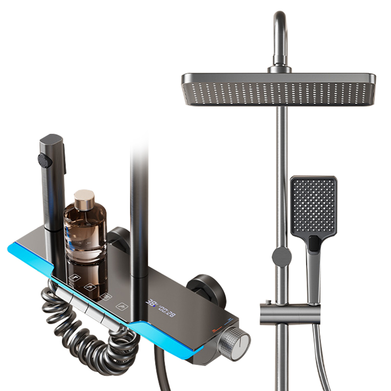 YF230530012 1 Expositus Shower System cum Tub Spout, Matte Black Expositus Pipe Shower Faucet cum 3 Munera Aes imbrem Valvae