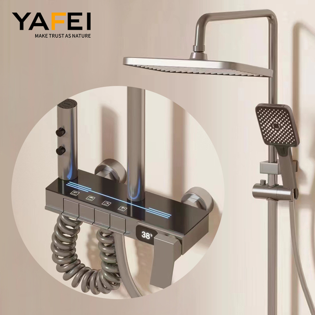 YF230530052 باتھ روم شاور سسٹم مکسر ٹونٹی گرم ٹھنڈا باتھ روم ٹیپ تھرموسٹیٹک شاور سیٹ