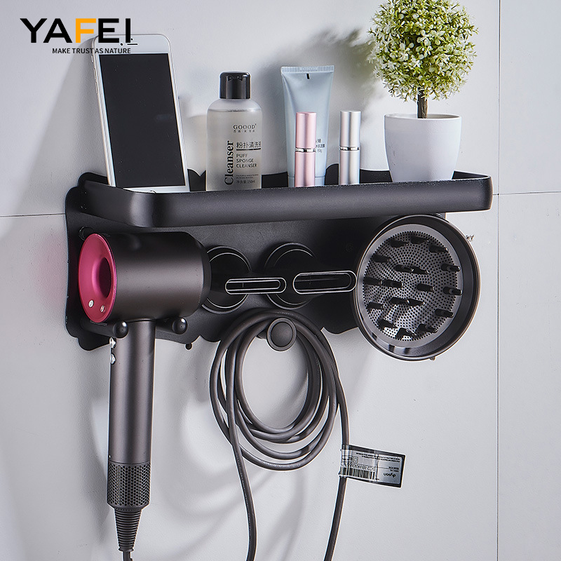 YF5520-3 Wall Mount pgraded 2-in-I Holder Compatible cum Dyson Airwrap et Hair Dryer Apta utrique Nural et Supersonic exemplum