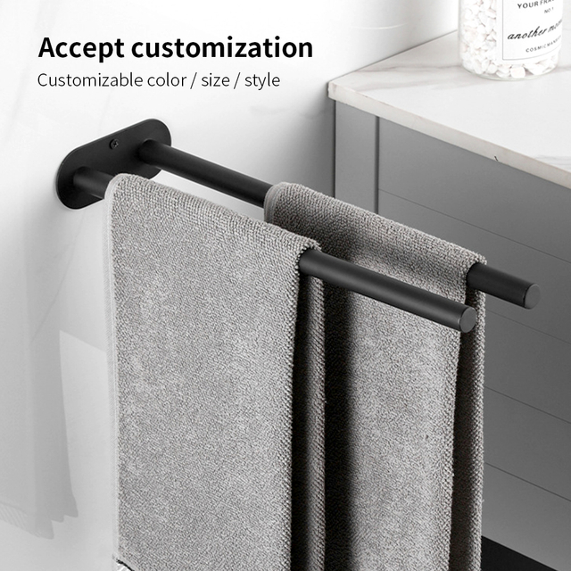 YF61302 Тот баспайтын болаттан жасалған сүлгі жолағы 2 қолды ваннаға арналған сүлгі ұстағышы Жуынатын бөлмеге арналған екі штангалы сүлгі сөресі