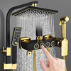 YF210530002 Wall Mounted Multi Function Button Black Bathroom Shower Set black with gold colour imber set