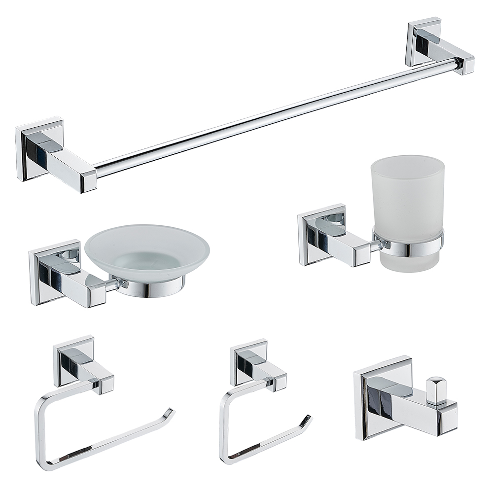 YF66108 Hot Sale Modern Steel Brushed Bathroom Accessories Set Wall Mount Chrome-Fished Bath Hardware Home Hotel