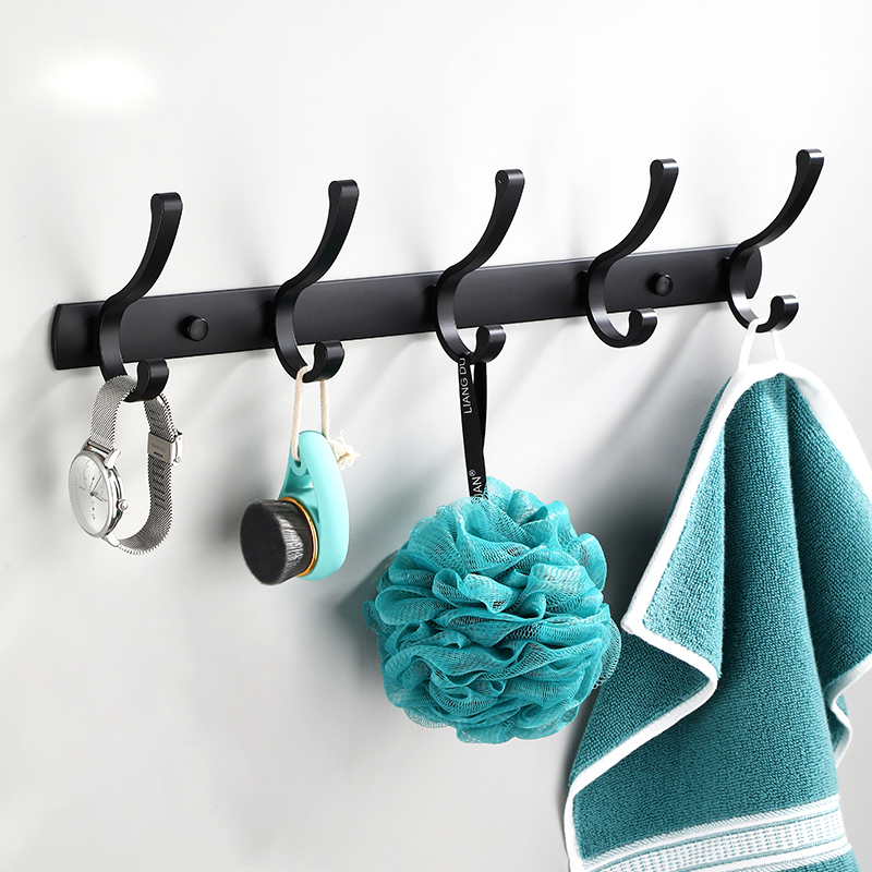 YF9107 Wall Mounted Metal Coat Hook Rail for Tunica Hat Towel Purse Robes Mudroom Bathroom Entryway