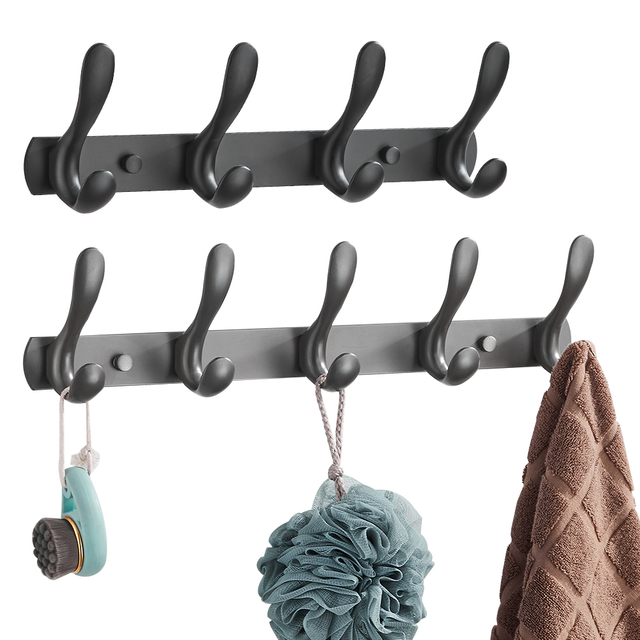 YF9118 Coat Hooks pro pensilibus Tunica Gravis Officium Metal Double Hook Rack Hook Rail Coat Rack cum Hooks