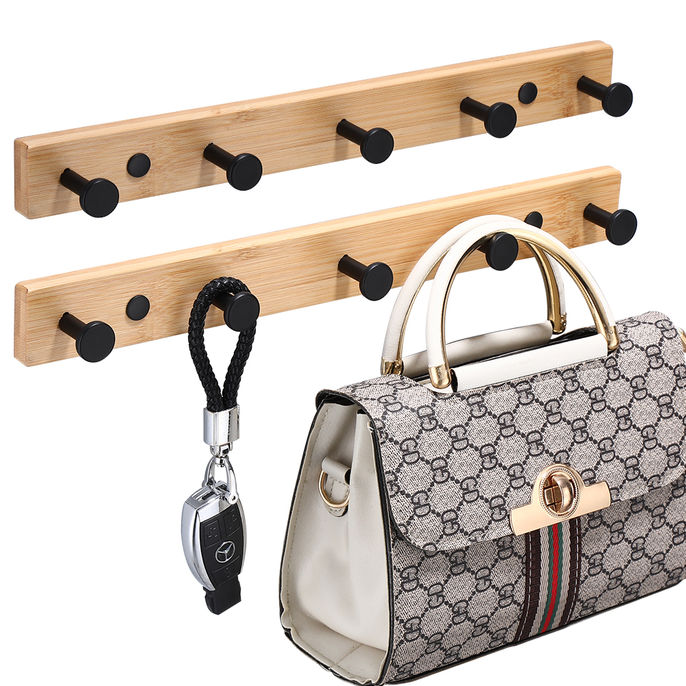 YF9158 Wall Mounted Coat Rack Bamboo Wall Coat Rack Hooks Coat Hat Hanger Hooks Over Door Bathroom Hook Hanger