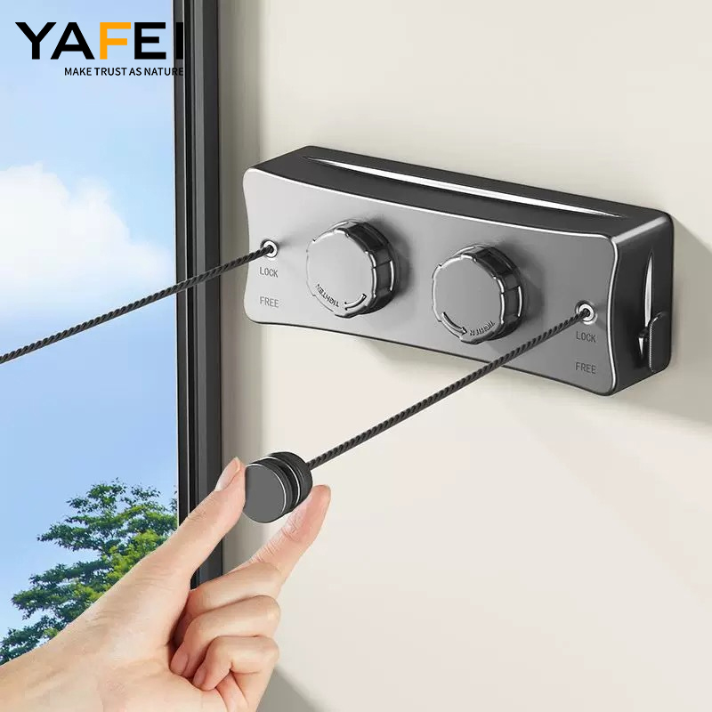 YF7182 жиналмалы киім-кешек желісі Киімді ілуге ​​арналған қос тартылатын киім желілері камера пішіні Киімді кептіру желісі