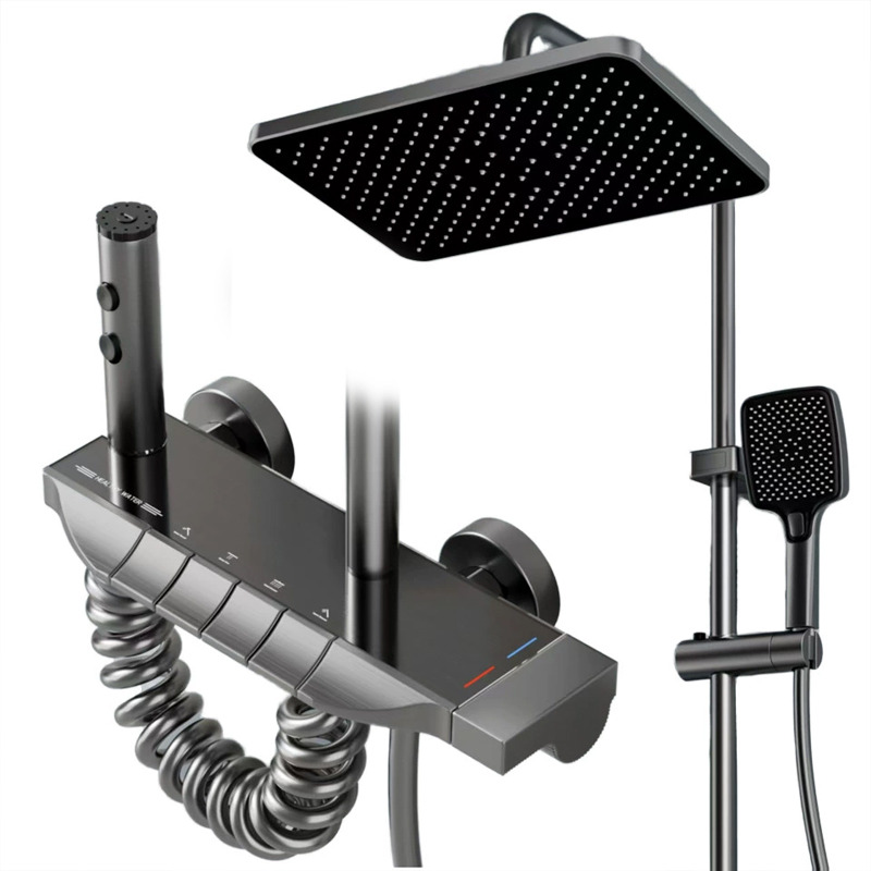 YF230530034 Bathroom Digital Display Faucet Wall Mounted Bathroom Shower Set System Shower Faucet Piano Shower Mixer Set