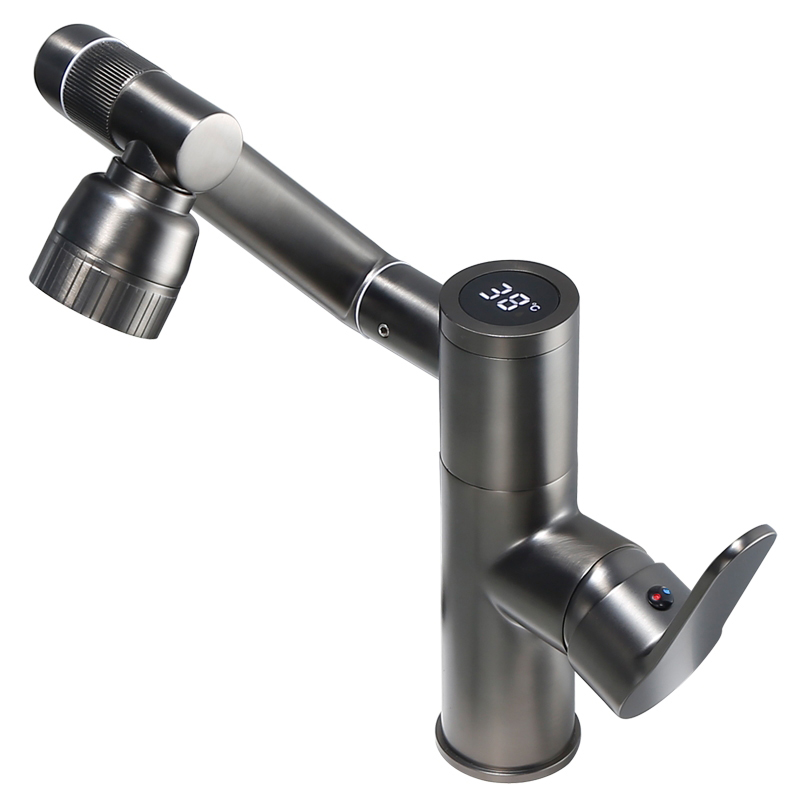 Rotatable Bathroom Faucets cum Temperature Display 3 Aquae Outlet Modi Single Hole Faucet pro balneo Sink 