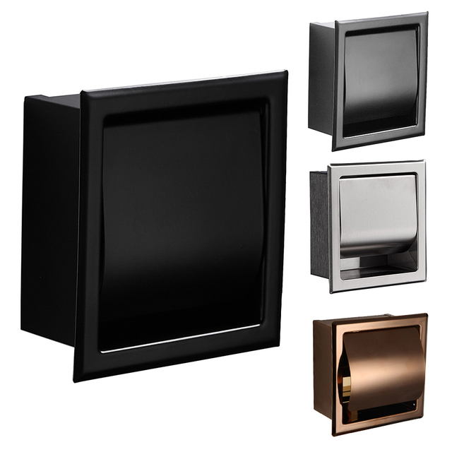 YF61133 Bathroom Latrina Paper Holder Recondita Recessed Roll Holder, Steel Tissue Box in-Wall 
