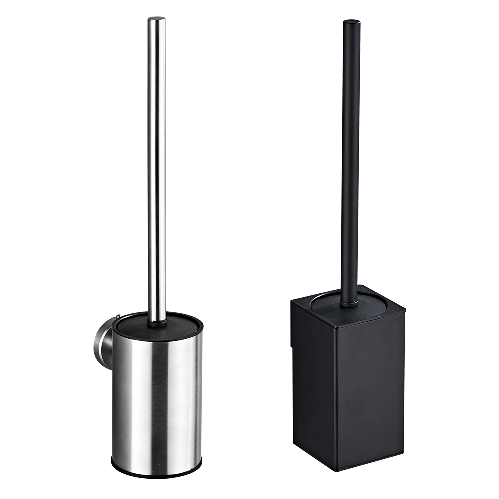 YF65153 Тот баспайтын болаттан жасалған ваннаға арналған дәретхана щеткасы ұстағышы керек-жарақтары Қара дәретхана щеткасы Қабырғаға орнатылатын дәретхана тазалағыш щетка жинағы