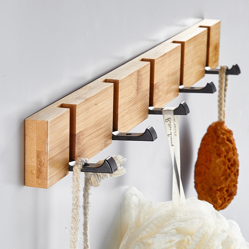 YF9156 Bamboo Wood Key Holder for Wall - Key Hanger with Hooks - Decorative Wall Hooks for pensing Gravis Officium Key Organizer for Kitchen