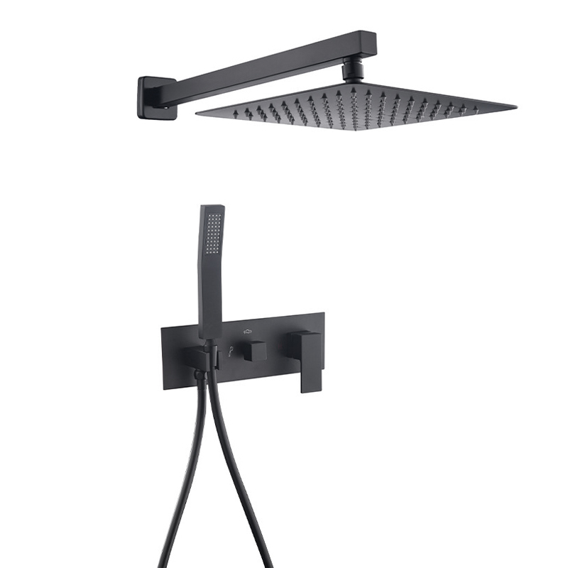 YF200560003 Matte Nigrum 13-Inch Rainfall Shower System - Premium Shower Caput & Handheld Sprayer