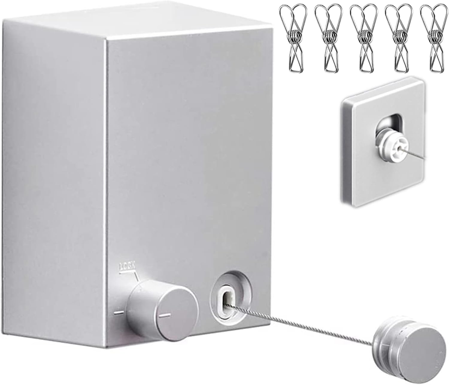 YF7111 Retractable Clothesline Clothes Line Retracting Outdoor/Indoor, Gravis Officium Stainless Adjustable Siccatio Funis filum Dryer cum ABS casu+ Aluminium, Sui Adhaesive Muri Mount