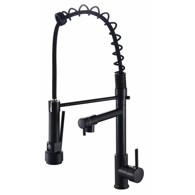 YF200110007 Contemporary Kitchen Faucet with Pull Sprayer, Diver Single Handle Spring Kitchen Sink Faucets with Sprayer, with Deck Plate