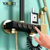 YF210530002 Wall Mounted Multi Function Button Black Bathroom Shower Set black with gold colour imber set