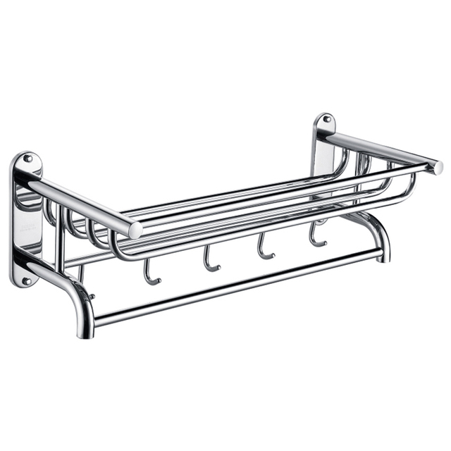 YF210910001 Securus Uti Bathroom Linteum Rack Free Punch Lava manus Bathroom immaculatam ferro Shelf Wall Mounted Double Folding Bath Towel Rack